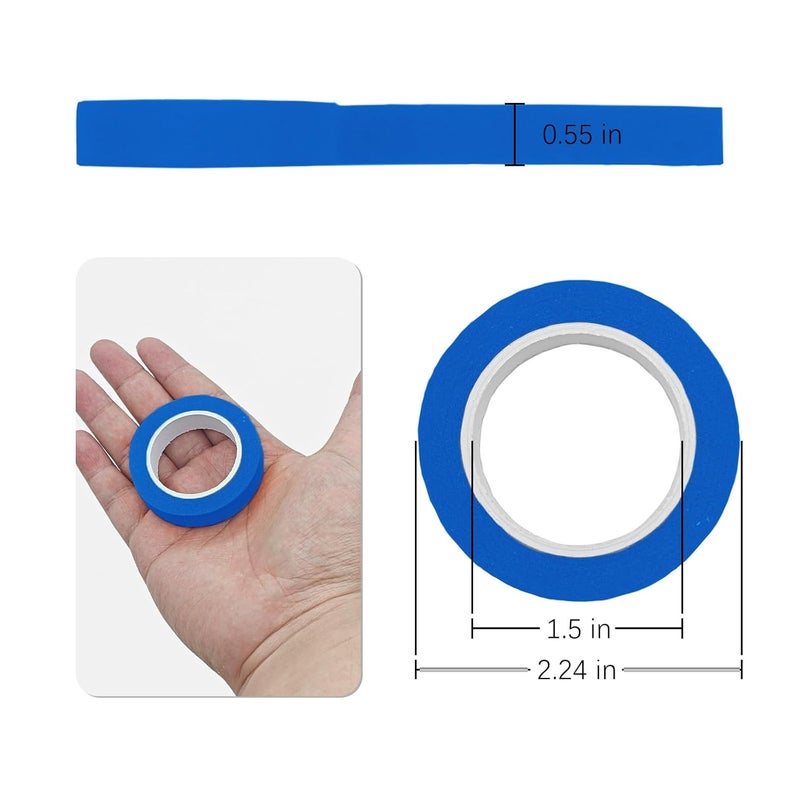 UMETDO 8PCS Colored Masking Tape - Dark Blue Painters Tape, Tape for Kids Art Supplies, Great for Crafts, Labeling, DIY Decorative, 1/2 Inch Colored Tape Rolls- Tiny Size - Image 3